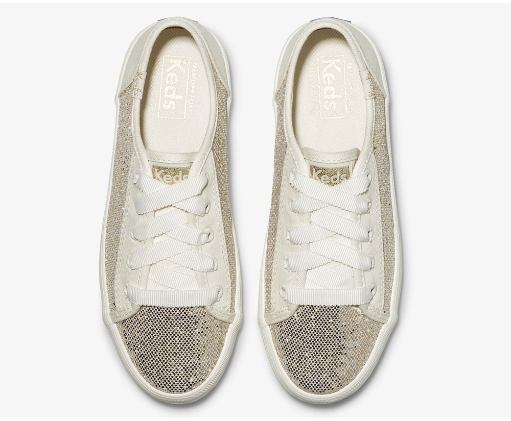 Basket Keds Enfant Blanche - Kickstart Metallic Sparkle - 240-BCYJQR